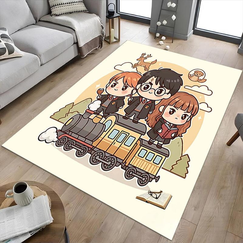 1PC Harry Potter train Non-Slip Floor carpet, suitable for Office, bedroomand playrooms. It can also be used as a sofa footrest cover-T54