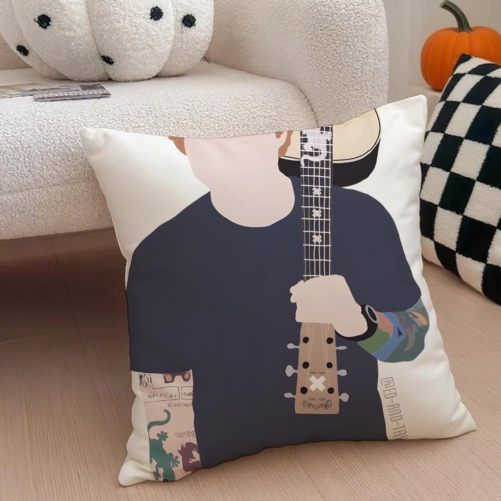 eEd Sheeran Music Idol Cushion Cover Throw Pillow Cover Hidden Button Durable Polyester Chair Cushion