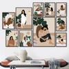 Abstract Fashion Girl Reading Bath Makeup Vintage Nordic Poster Wall Art Print Canvas Painting Decor Pictures For Living Room