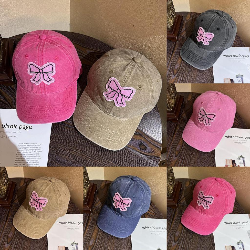 Casual Cotton Bow Baseball Cap With Curved Brim For Daily Wear In Warm Seasons