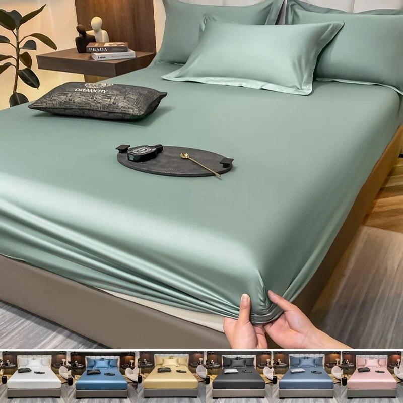 Cotton Fitted Sheet With Elastic Band Luxury Soft Mattress Covers Durable Skin-friendly Bedsheet Easy Care Bed Cover