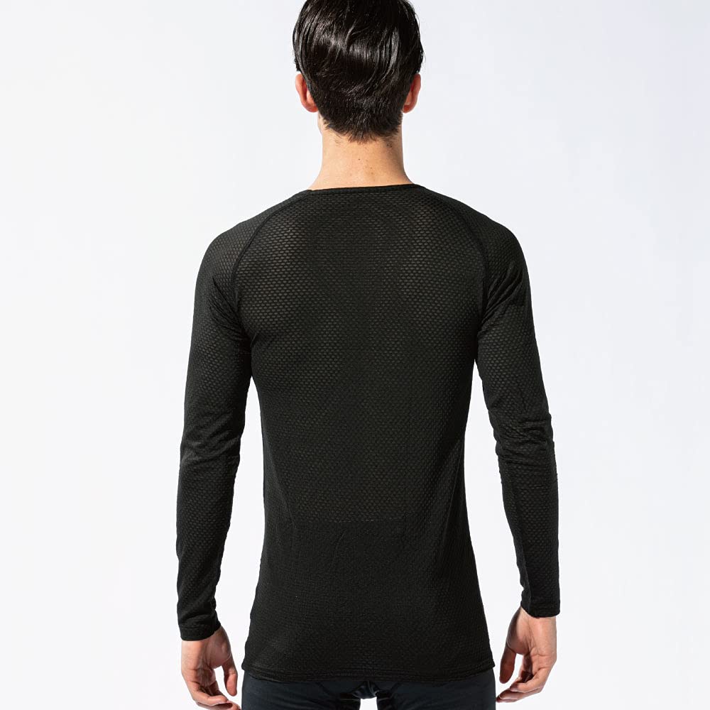 Перчатки Otafuku всесезонные с длинным рукавом и круглым вырезом, 3D первый слой [впитывающая пот быстросохнущая дезодорирующая сетчатая компрессионная мужская] JW-522 черный M