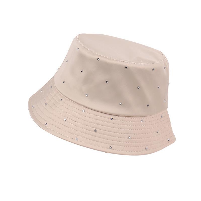 New satin basin hat women's casual versatile hot diamond gypsy fashion bucket hat spring sun protection visor