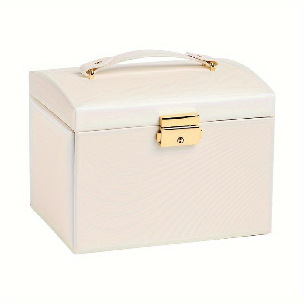 Шкатулка из искусственной кожи для украшений, водонепроницаемая, с зеркалом, двумя ящиками, подходит для ожерелий, колец, сережек, часов и аксессуаров для волос