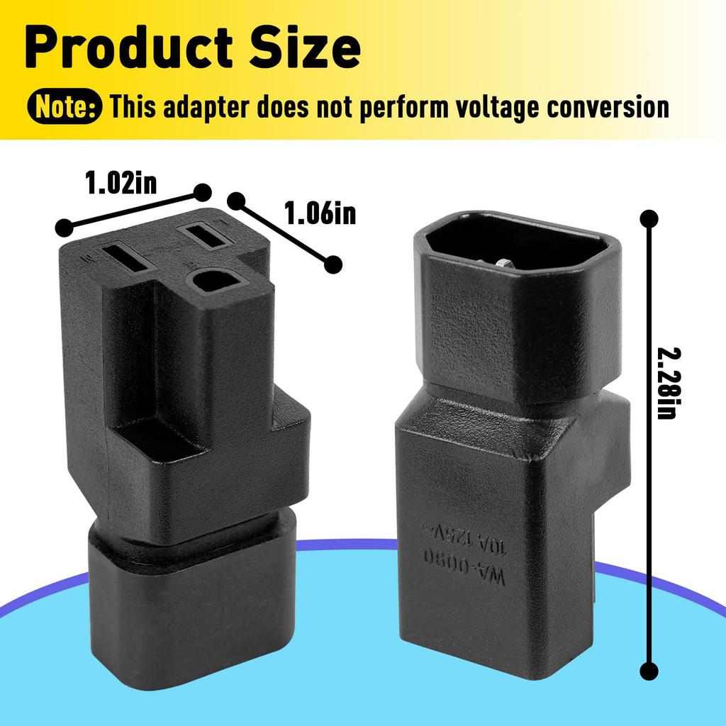 Strong IEC320 C14 to NEMA 5 15R Electrical Adapters Tool Easy Installation for Power Distribution Unit & Computer Racks