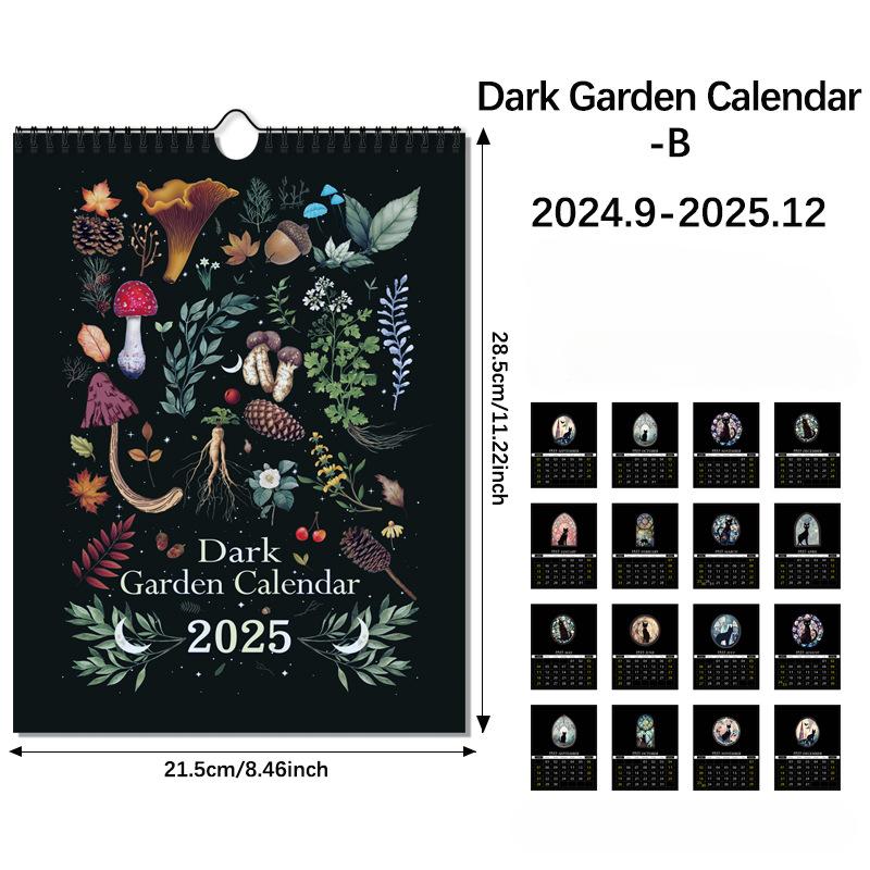 2025 Новый английский календарь Dark Mystery Garden на год, ежегодный подвесной планировщик для гостиной, спальни, современный простой настенный декор