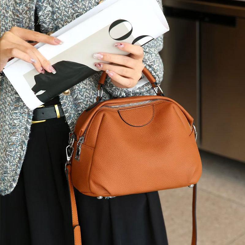 Маленькая круглая сумка из натуральной кожи Premium Touch Bag женская осенне-зимняя сумка через плечо