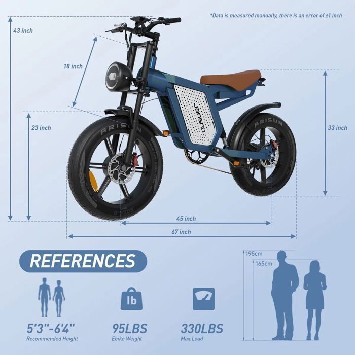 Электровелосипед - JANSNO - X60 - 1500 Вт - Аккумулятор 48 В 23 Ач - Запас хода 100 км