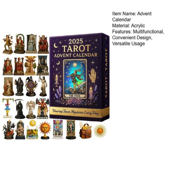 Адвент-календарь Таро 2025 24 дня Акриловый календарь обратного отсчета с картами-сюрпризами Украшение на елку для праздничного декора