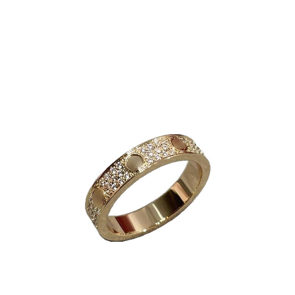 V Gold Высокая версия Звезда Цыганки 3-рядное Алмазное Кольцо Узкая Широкая версия Женское Позолоченное 18 карат Розовое Золото Кольцо для пары