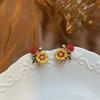 French Retro Forest Series Enamel Colored Glaze Daisy Earrings For Women