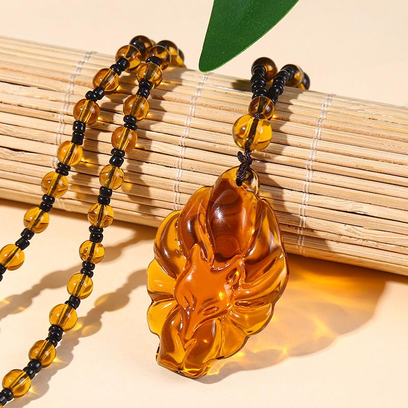 1 шт. Подвеска в виде лисы, модное ювелирное украшение, ожерелье на удачу, универсальная ручная работа, цепочка для свитера, стекло