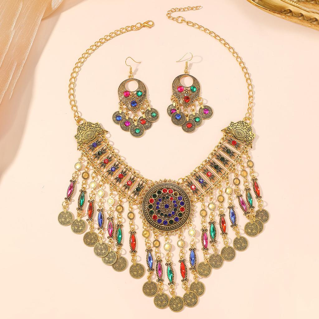Стиль Ретро Придворный Богемный Этнический Стиль Ожерелье Серьги Набор Украшений из двух предметов