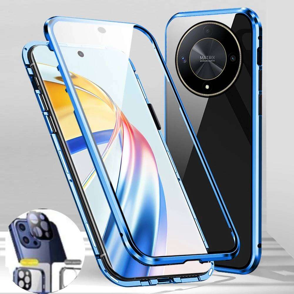 Магнитный чехол для Huawei Honor X9d X9c X9b X9a 5G с металлической рамкой, двухсторонним закаленным стеклом, полной защитой объектива, бамперами для телефона
