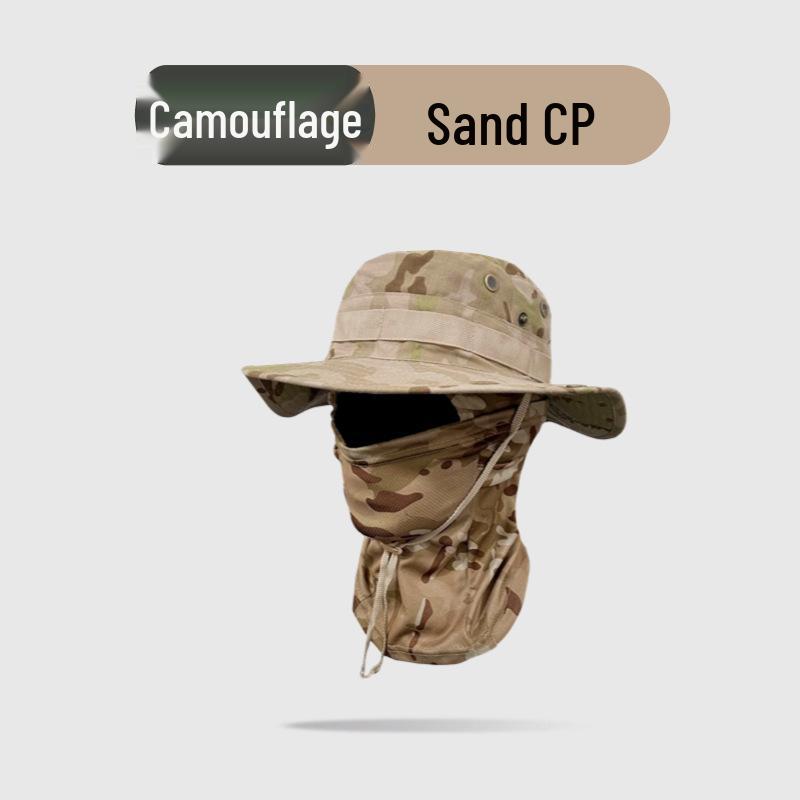 Camouflage Windproof Bucket Hat & Sunscreen Mask Set for Outdoor Activities