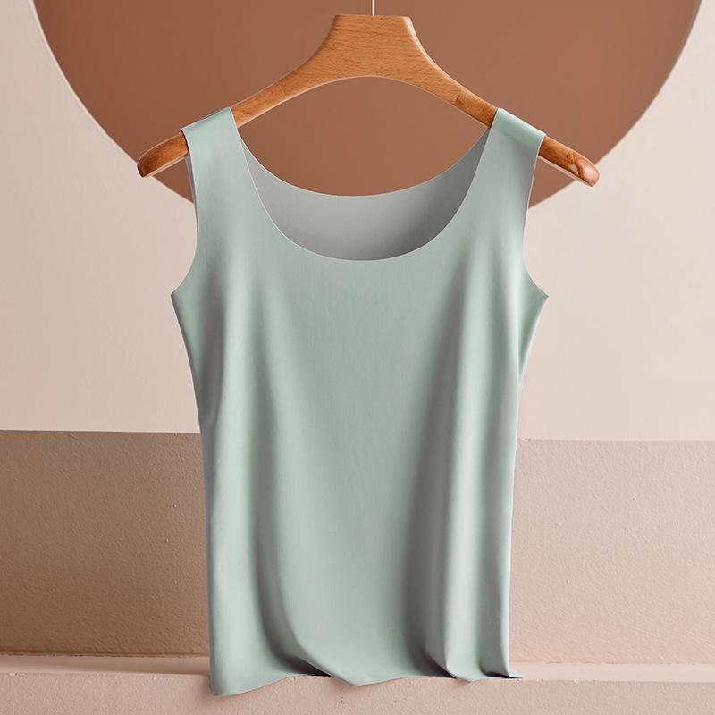 Ультратонкий бесшовный жилет из ледяного шелка для женской верхней одежды, удобная облегающая безрукавка с красивыми бретелями сзади