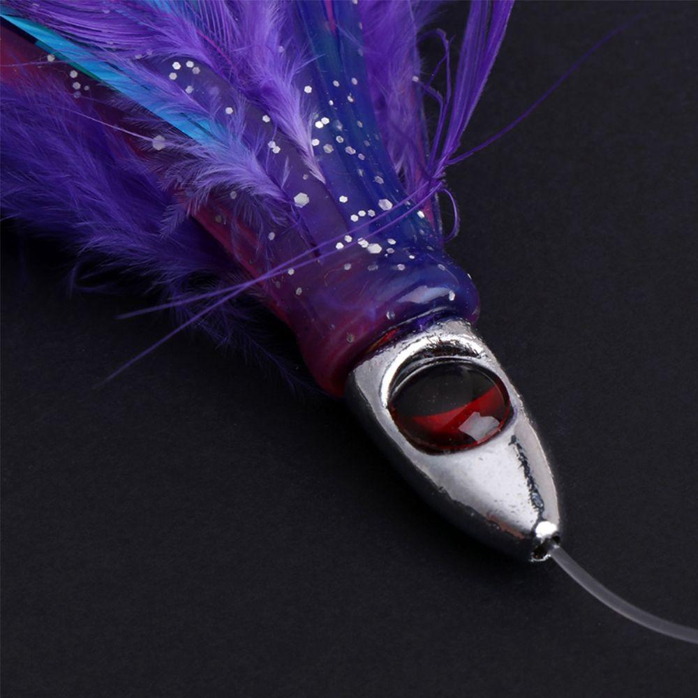 Fishing Tackle Tied Up Saltwater Octopus Bait Long Tail  Squid Skirt Feather Lure String Hook