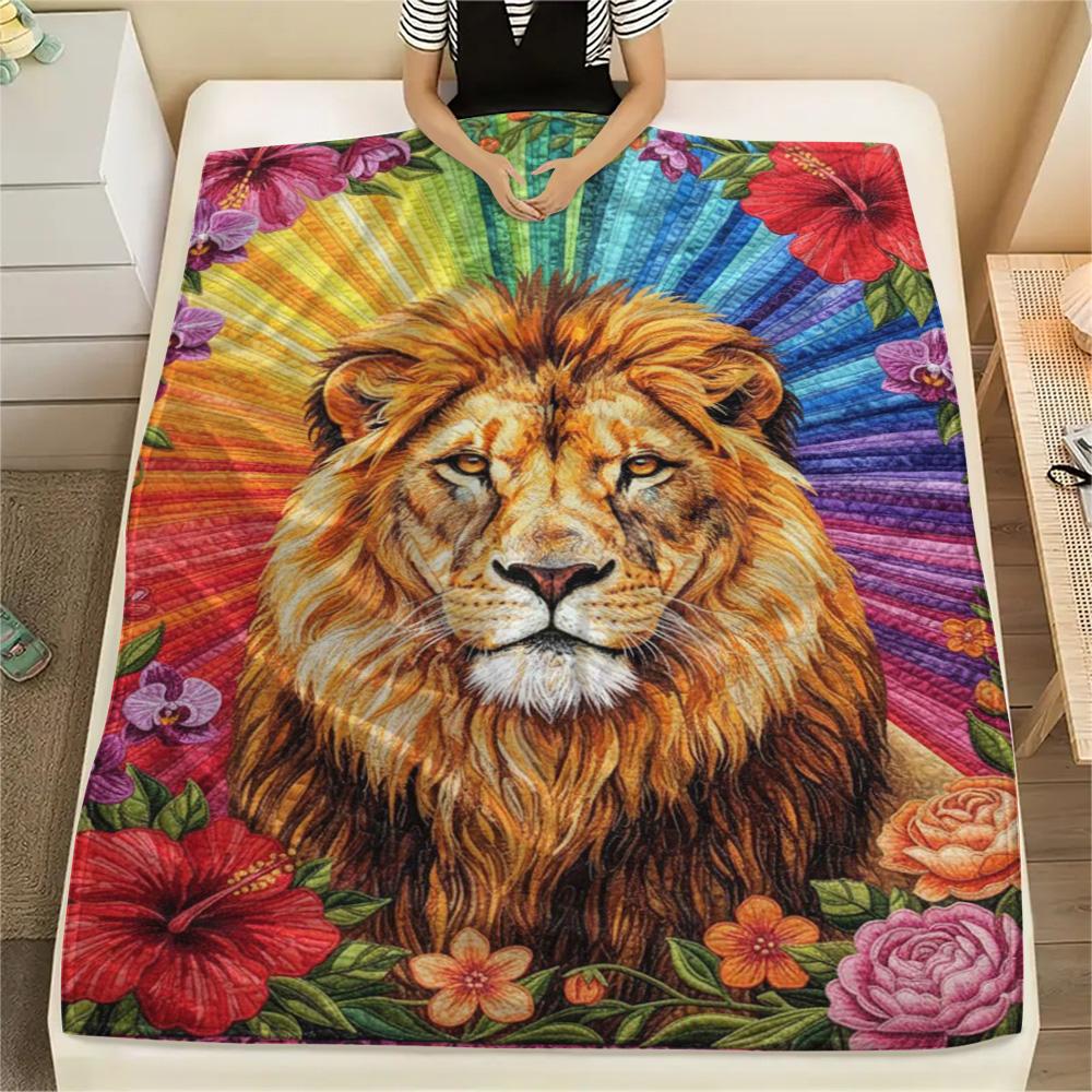 1PC Patchwork art Print FlAannel Blanket, High quality Comfortable for All Seasons, Home Decor, Warmth and Comfort