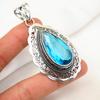 Blue Topaz Pendant, 925 Solid Sterling Silver Gemstone Jewelry, Handmade Pendant, For Thanksgiving