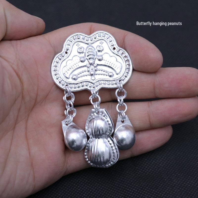 Серебряный кулон-бабочка и колокольчики, аксессуары для украшений, этнический стиль Мяо