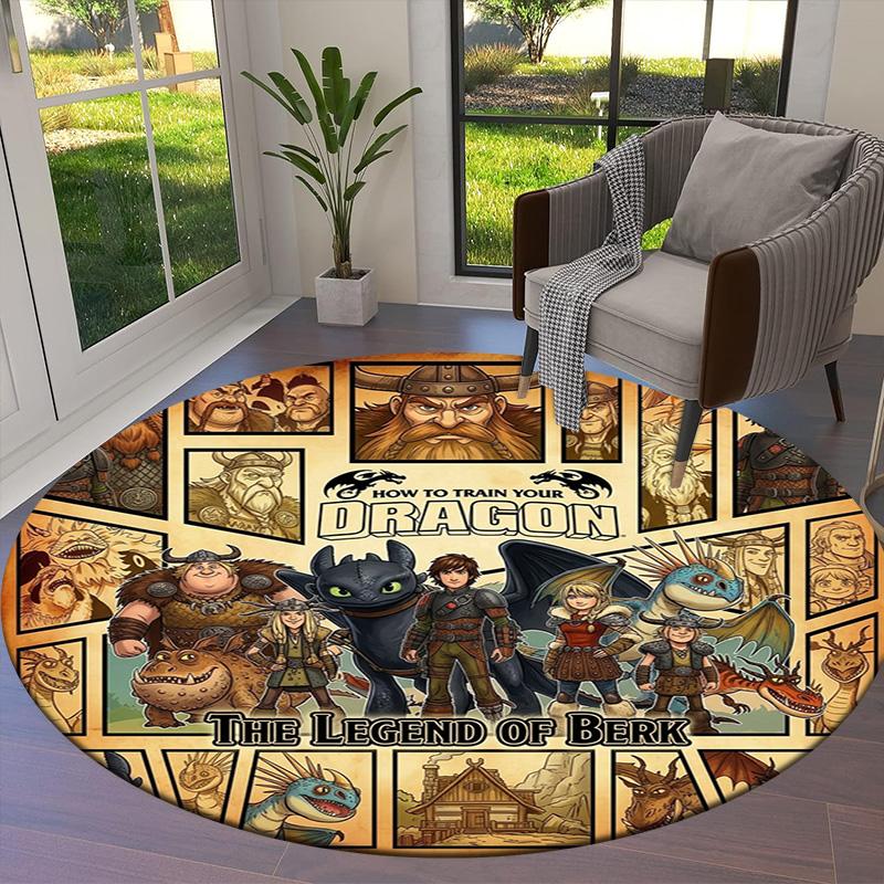 How Train Dragon Round Area Rug Carpet Rug For Living Room Bedroom Sofa Playroom Decor Nonslip Floor Mat
