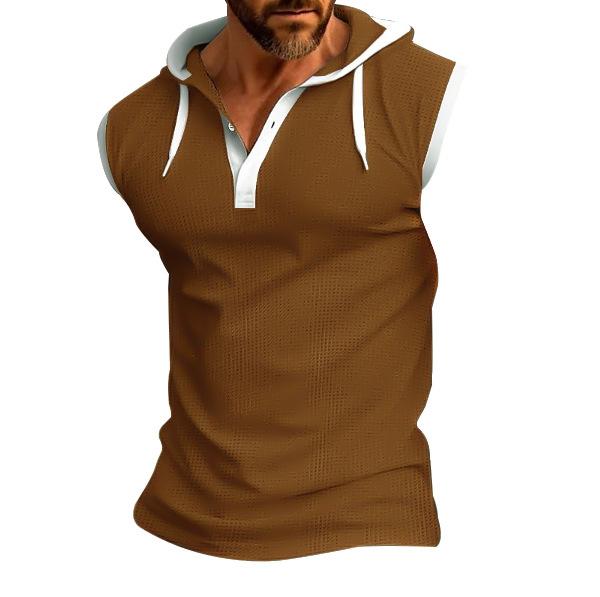 European and American Style Men's Summer Waistcoat Hooded Sleeveless Vest Fashion Casual Tank Top