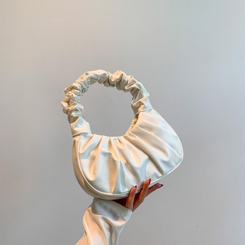 Контрастные цвета Новая модная однотонная плиссированная сумка-облако Милая наплечная сумка Уличный тренд Портативная женская сумка подмышку