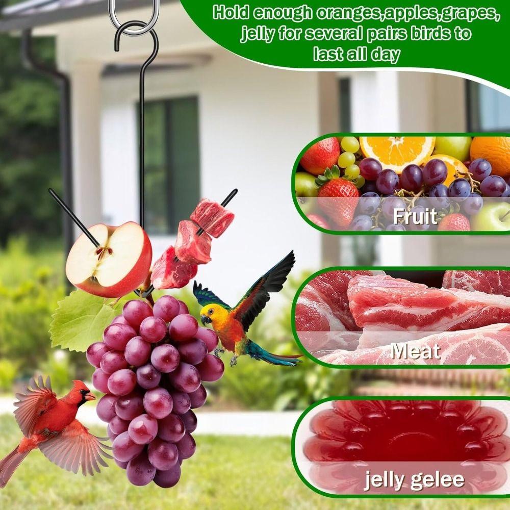 Metal Fruit Bird Feeder Hanging Hook Pet Food Storage Rack Hummingbird Feeder Yard Porch