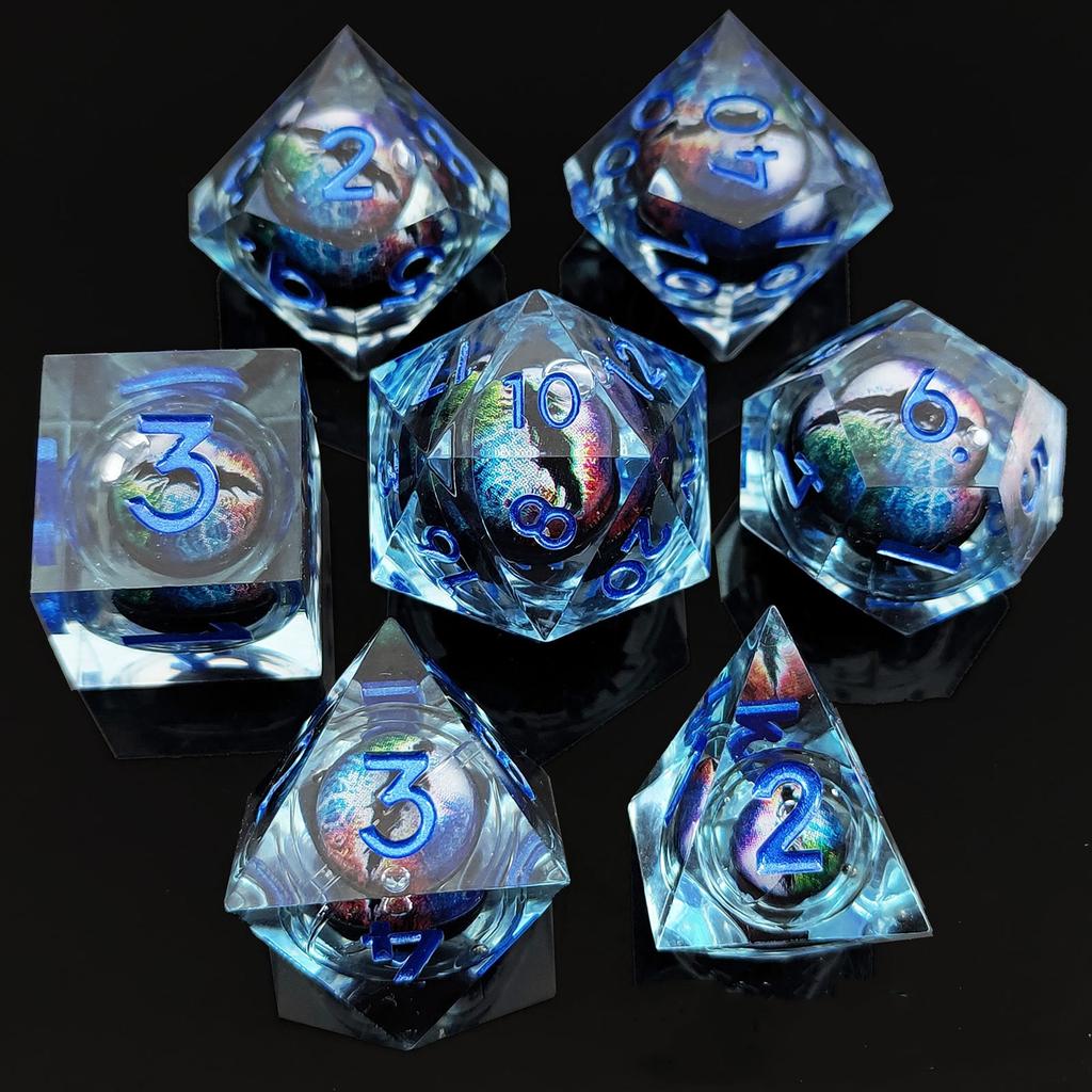 7 шт./компл. DND D20 Liquid Core Flow Eye Dice наборы для COC Dungeon and Dragon Pathfinder RPG ролевые игры вечеринки игрушки аксессуары