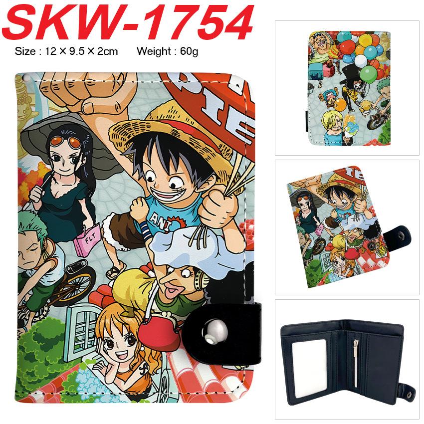 One Piece Anime Snap Button Wallet Vertical Card Holder Coin Purse for Students Men Women