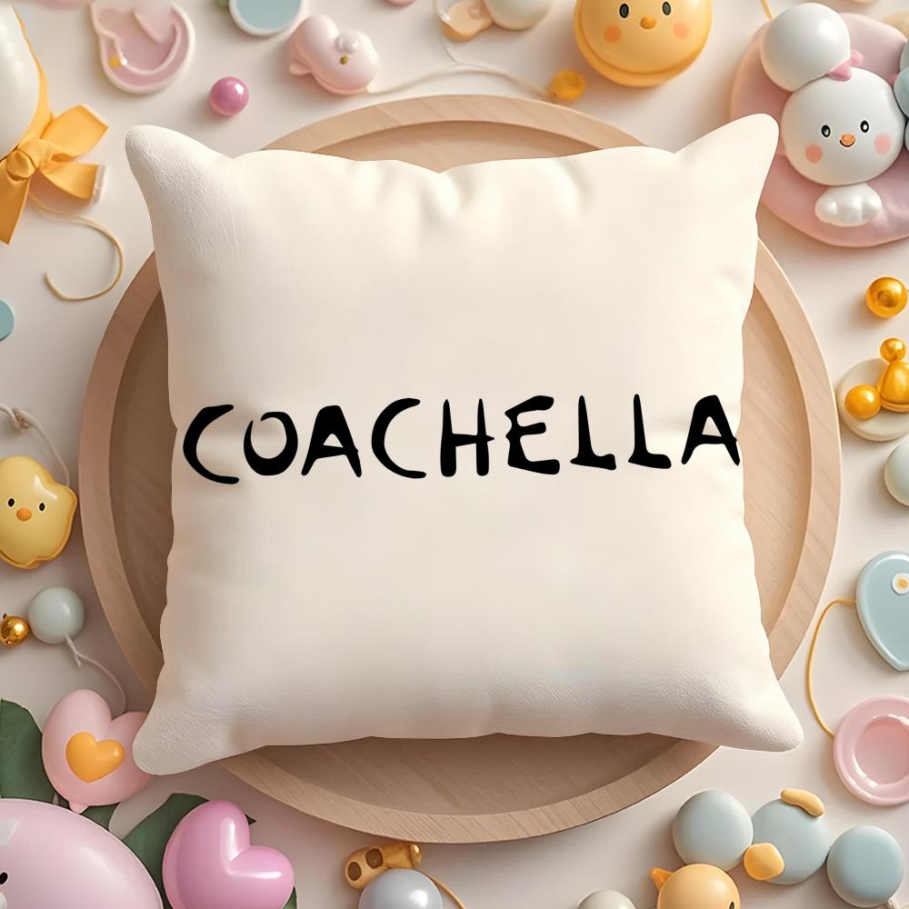Чехол на подушку Музыкальный фестиваль Coachella Плюшевая ткань Мягкий Двусторонний Печатный Диван Теплый Зимний Домашний Подарок Наволочка