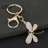 Simple Style Pendant Bag Rhinestones Dragonfly Charm Zinc Alloy Keychain Sweet Girl Electroplated Finish Easy Hang Lobster Clasp Key Holder Durable