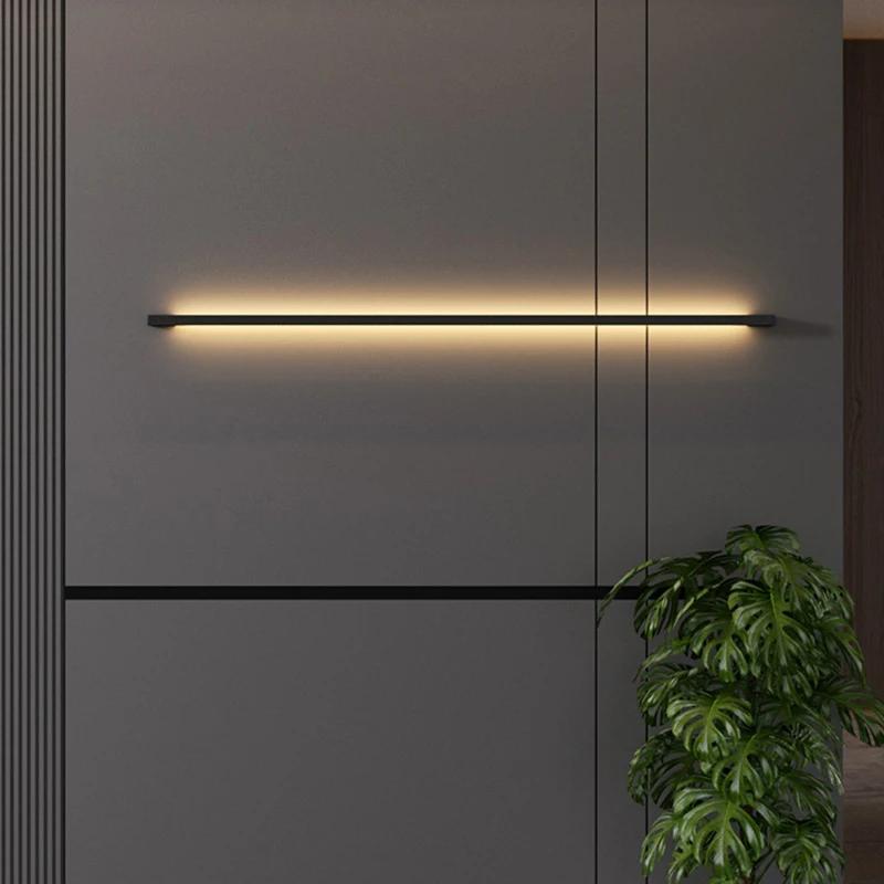 Светодиодный настенный светильник Nordic с минималистичным внутренним свечением, линейные светильники для спальни, прихожей, гостиной, домашнего освещения