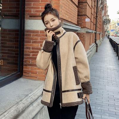 Универсальное короткое пальто из овечьей шерсти, женское корейское стильное свободное меховое пальто One Plus, бархатная толстая куртка