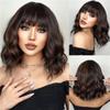 Synthetic Synthetic Bob Wigs For Women Curly Wavy Wigs With Bangs Short Heat Resistant Wigs For Daily Wear