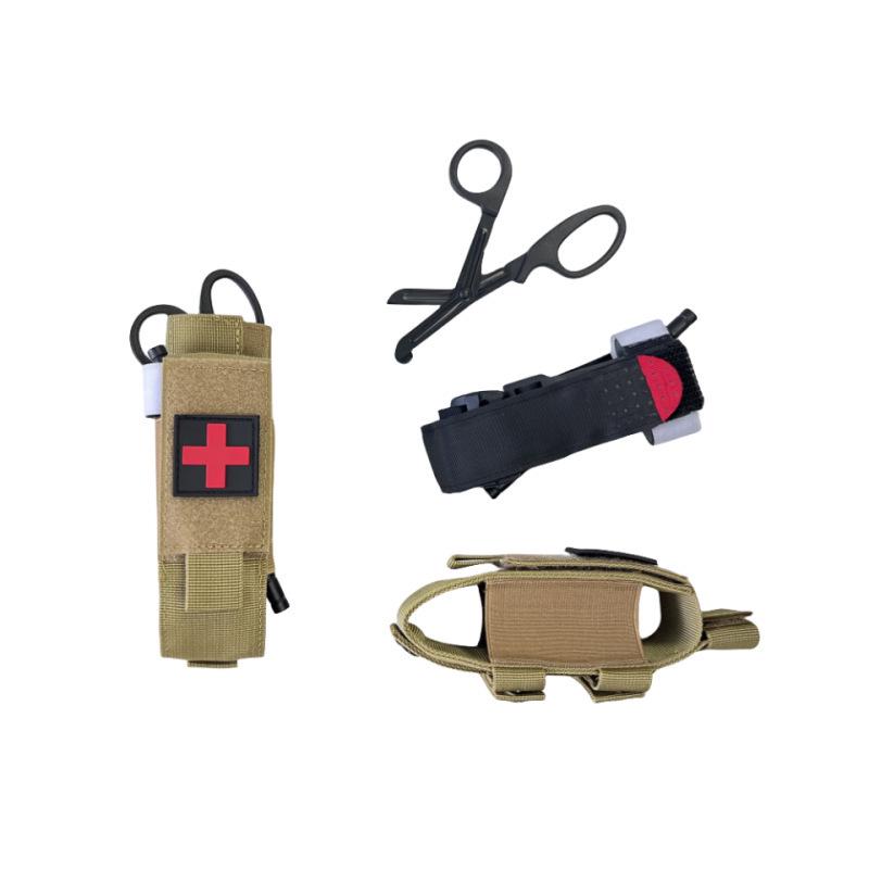 Tactical EDC Tourniquet & Scissors Pouch - Outdoor Flashlight & First Aid Storage Bag