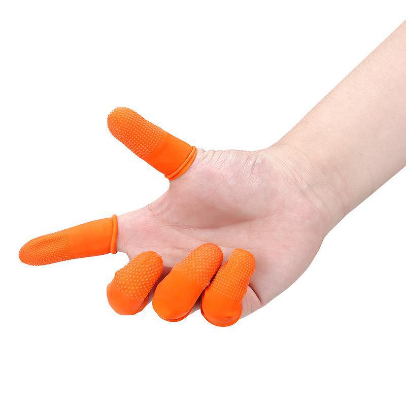 Orange Anti-Static Latex Finger Covers for Industrial Use - Disposable, Wear-Resistant, Dust-Free, Anti-Slip Protection
