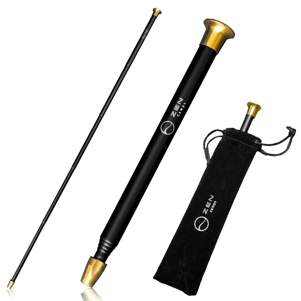 ZEN Camps Extendable Bell, Bellows, Fire Starter, Compact Storage Case, Brass, for Outdoor Camping, Bonfires, and Barbecues