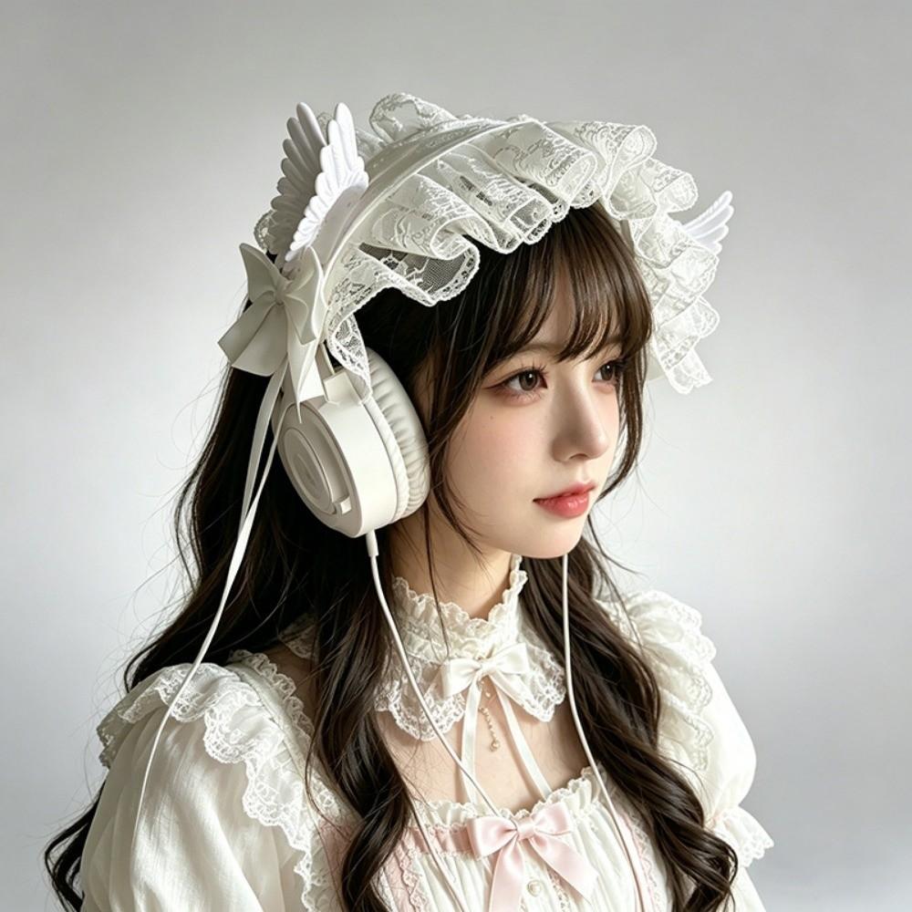 Gothic Lolita Wing Angel Headband Lace Head Wrap New Cosplay Headdress Hair Accessories