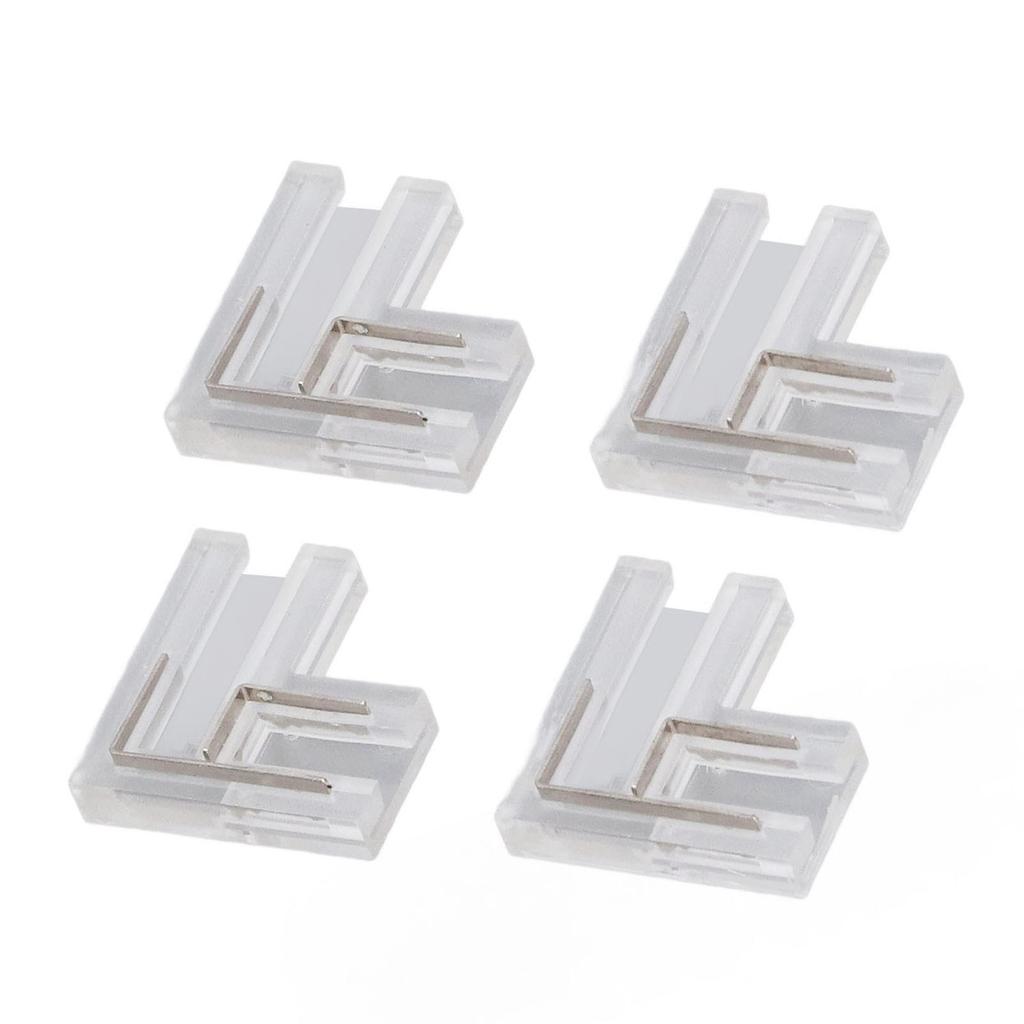 20Pcs FCOB COB Connector Transparent L Corner Shaped 8mm 0.31in 2 Pin V+v‑ Single Color LED Strip Connector