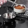 High Foot Dog Cat Bowl Stainless Steel Dog Feeder Dish Raised Dish Pet Food Water Bowls  Indoor