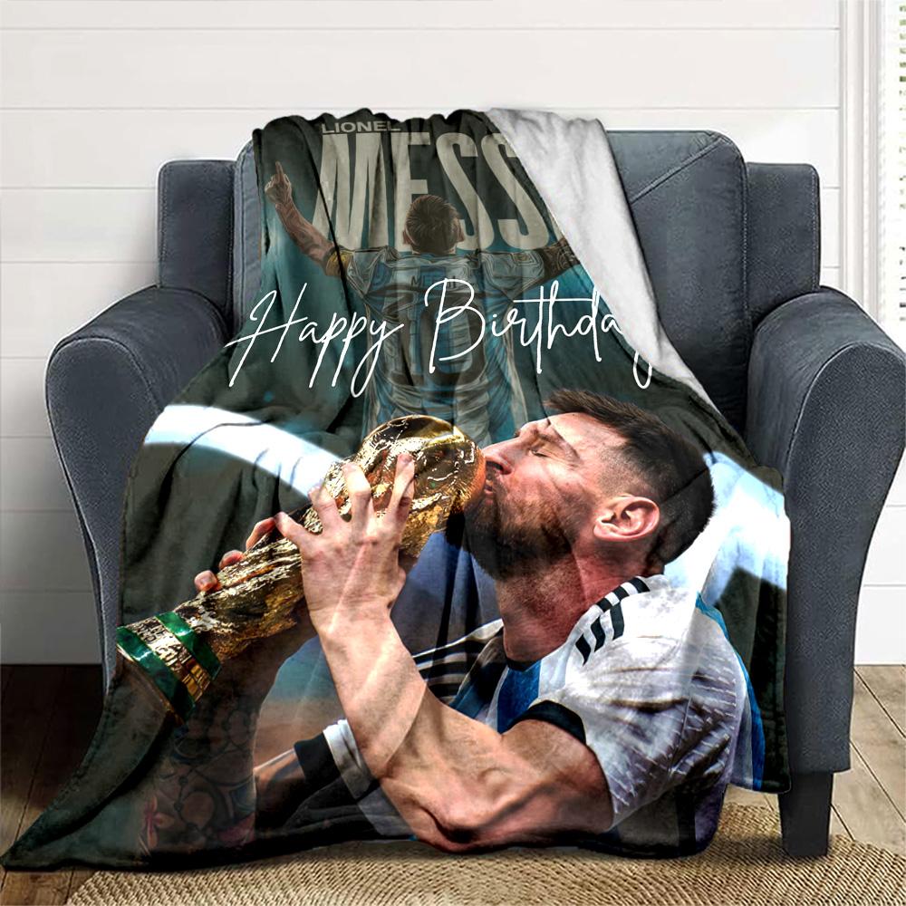 Football Messi Blanket Warmthful Decor Suitable for Livingroom Office Chair Picnics Four Seasons Universal Warmthful Decor