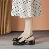 Летние босоножки Мэри Джейн на высоком каблуке с ремешками, украшенными кристаллами, 2024 г. Новые повседневные босоножки Baotou на квадратном каблуке среднего размера 34-40