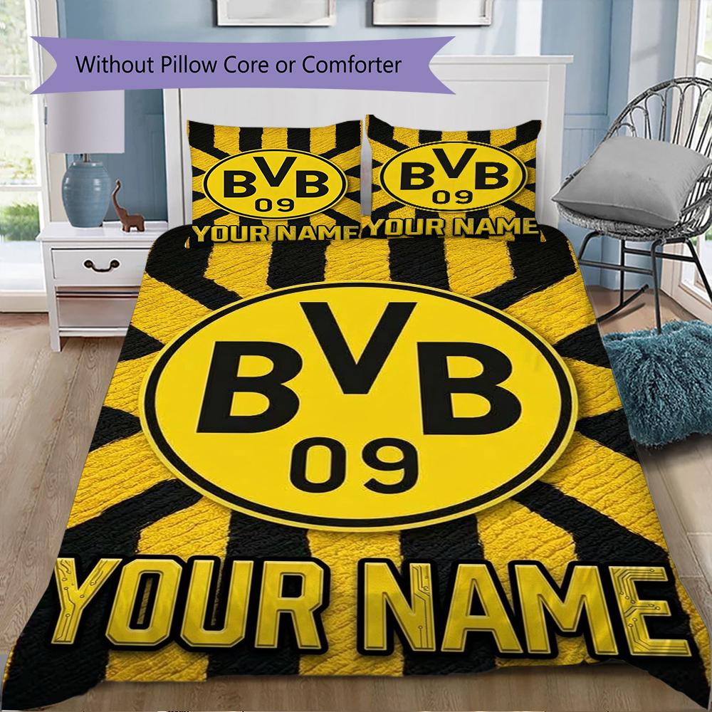 Custom Name Dortmund Pattern Bedding uilt Set uilt Cover Pillowcase Home Decoration Birthday Gift (1*duvet cover+2*pillowcase without core)