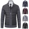 Autumn Winter Men's Sweatercoat Patchwork Cardigan Fashion Stand Collar Sweater Jackets Men Slim Cardigan Knitted Outerwear Man