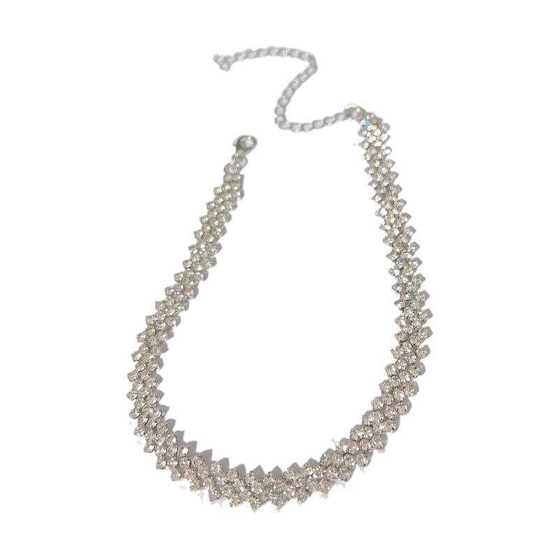 Full Diamond Necklace Diamond Choker Neck Chain Collarbone Chain Fashion Necklace