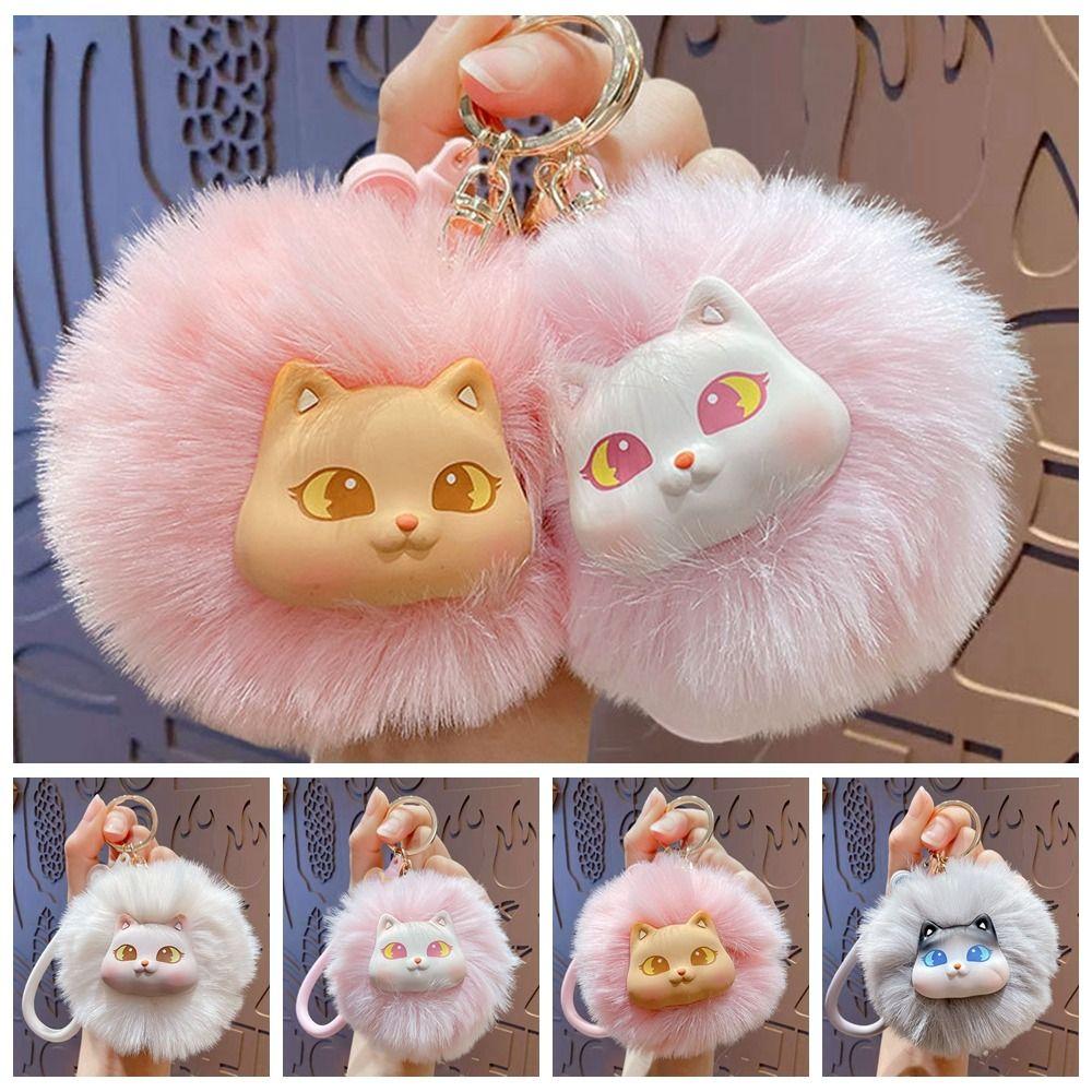 PVC Cat Plush Keychain Backpack Charms Kitten Car Keyring Cute Cat Plush Pendant Decoration