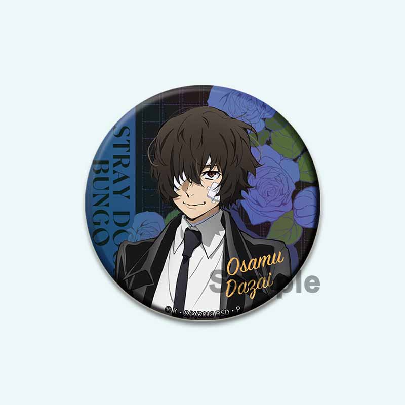 32/44/58mm Anime Bungo Stray Dogs Pins Dazai Osamu Cartoon Badge Armed Detective Agency Handmade Brooches Breastpin for Backpack Clothes