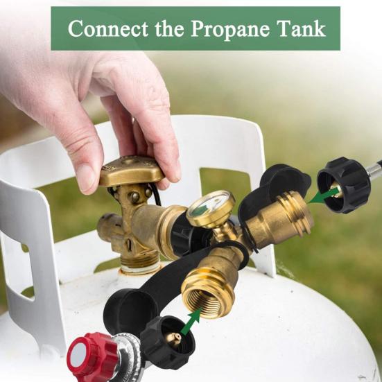 Yousheng 2-ходовой адаптер для газового баллона с индикатором уровня газа, металлический соединитель для пропанового баллона, преобразователь для газового баллона для приготовления пищи на открытом воздухе