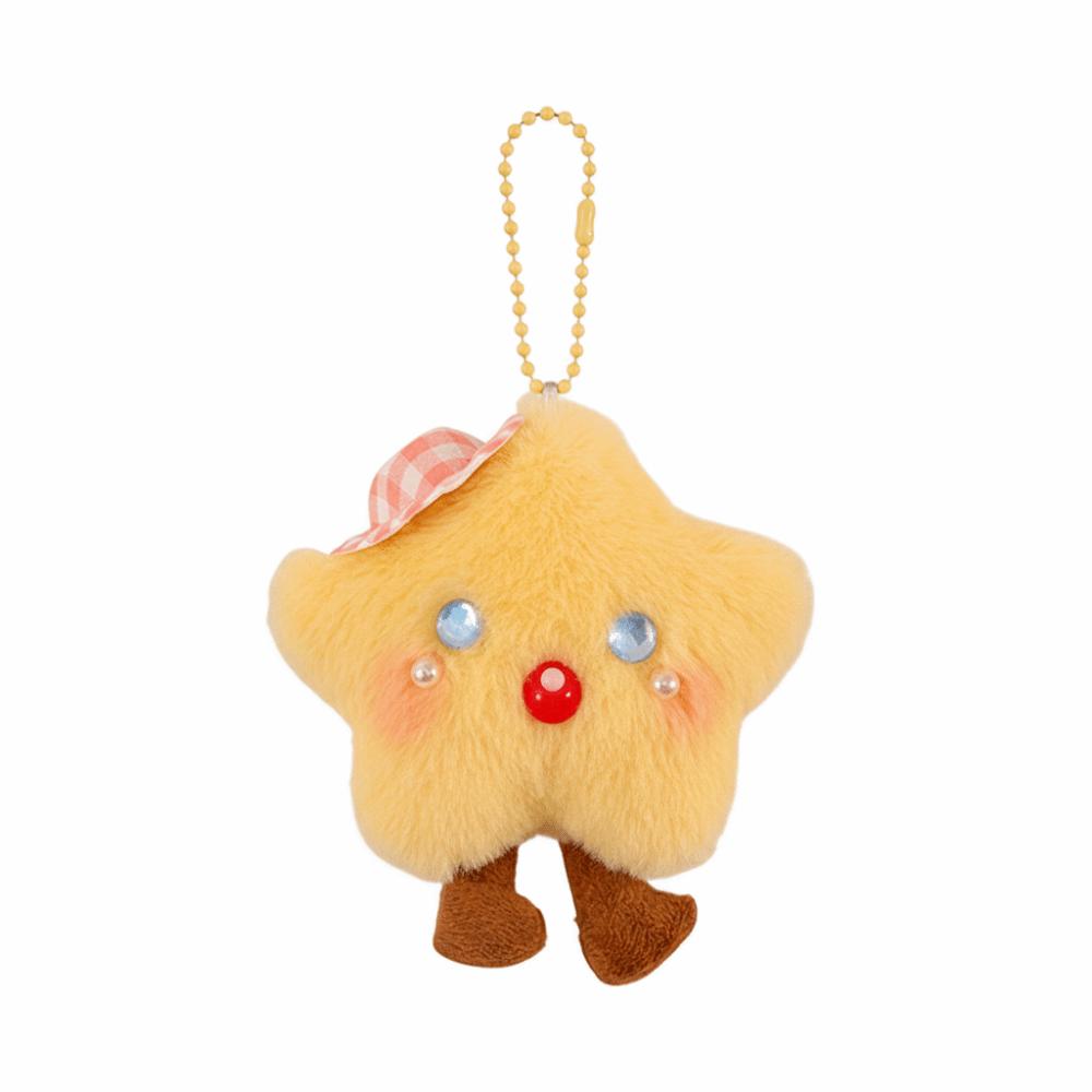 Cartoon Plush Star Pendant Good Luck Star Moon Keychain Key Ring Bag Hanging Charms Girls